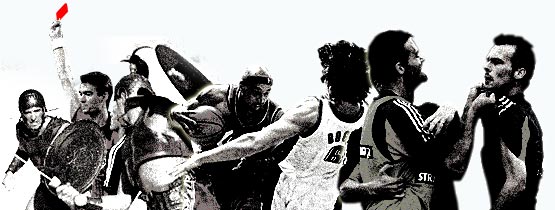 Fights, gladiators and a referee holding a red card