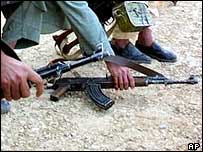 Руки з автоматами Калашникова