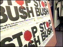 Pôster contra ação militar americana no Iraque