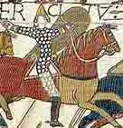 Photograph showing the Norman Conquest as depicted in the Bayeux tapestry