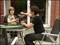 Two women having coffee