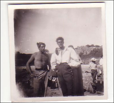 Rock Hudson (right) with unknown actor at Beauport