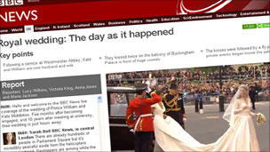 Screengrab of BBC News Royal Wedding live page