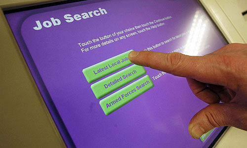 A Job Centre computer screen