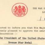 Section of Letter from the War Office confirming Lieutenant Rees' award.