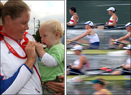 Frances Houghton relaxes with newphew Lucas, a world away from the frenzy of racing