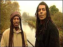 Benjamin Zephaniah on narrow boat