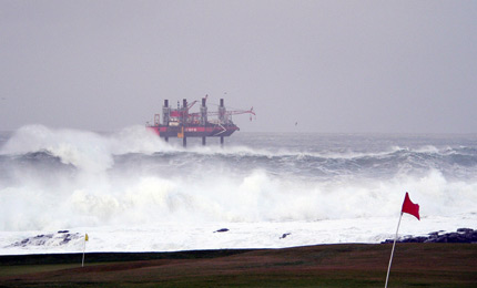 Low fronts hit 970 in Ireland, the storm arrives and huge swell batters the North coast. Check the foreground wave for scale on this one. Pic: Ger McCauley, Nov 06