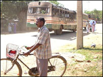 Torched bus in Batticaloa