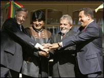 Bolivya, Brezilya, Venezuela ve Arjantin liderleri