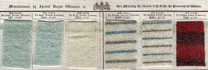 Flannel samples from the Royal Welsh Warehouse, an example of an early catalogue