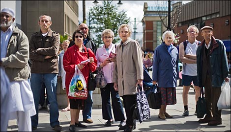 Spectators, Gay Pride Parade. Oldham Town Centre, 2007 (c) Liz Lock/Mishka Henner