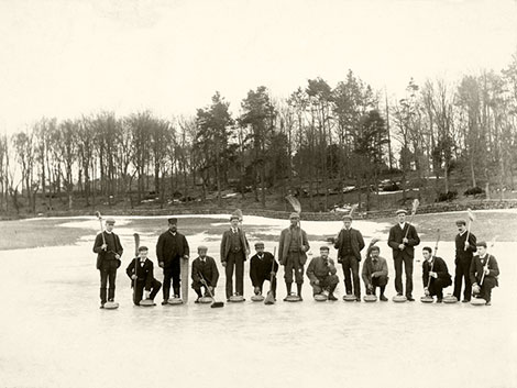 Curling Pond at St Fort Estate, Fife taken in 1895. Image courtesy of RCAHMS.