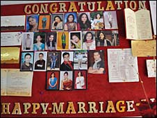 Successful matches at an online dating centre