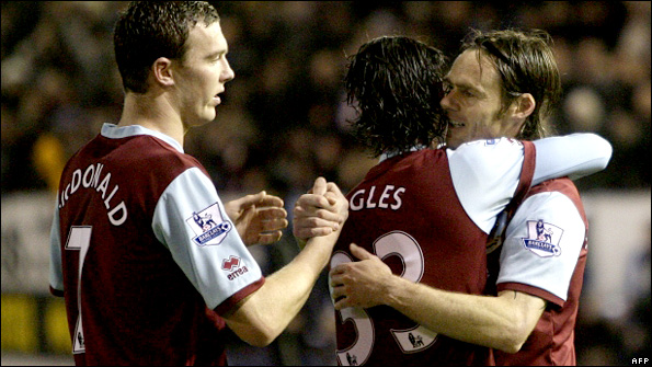 Burnley celebrate their equaliser