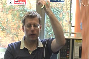 Derrick has a rare blood condition, which means that he has his white blood cells replaced every three weeks