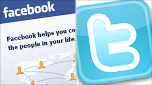 Facebook and Twitter logos