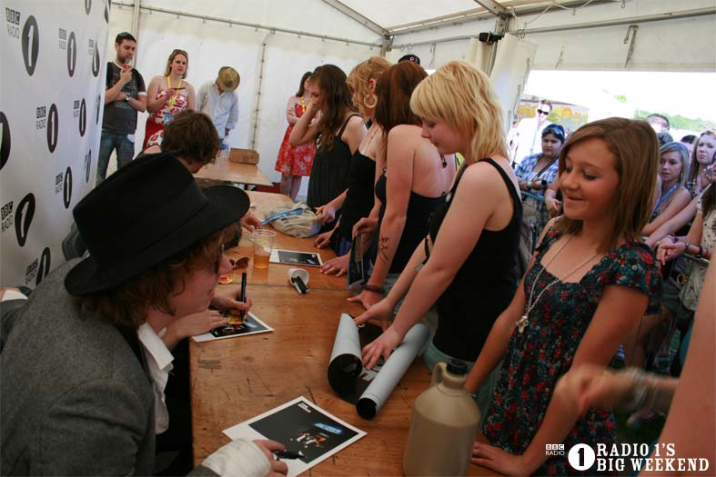 The Kooks in the signing tent