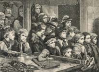Poor London children hoping for scraps (Mary Evans Picture Library)