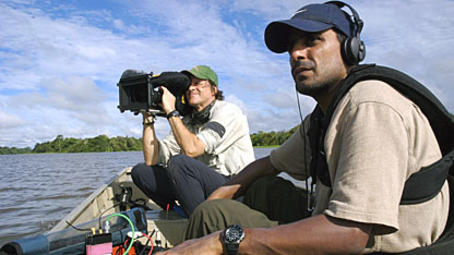 Keith and Zubin filming from a boat