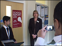 The head teacher gets a grilling from the pupils