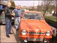 Mike Ford with a Robin Reliant
