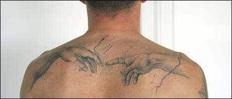 Nathan Jones' tattoo of the Creation of Adam