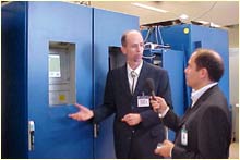 Tom Fielden in a testing lab