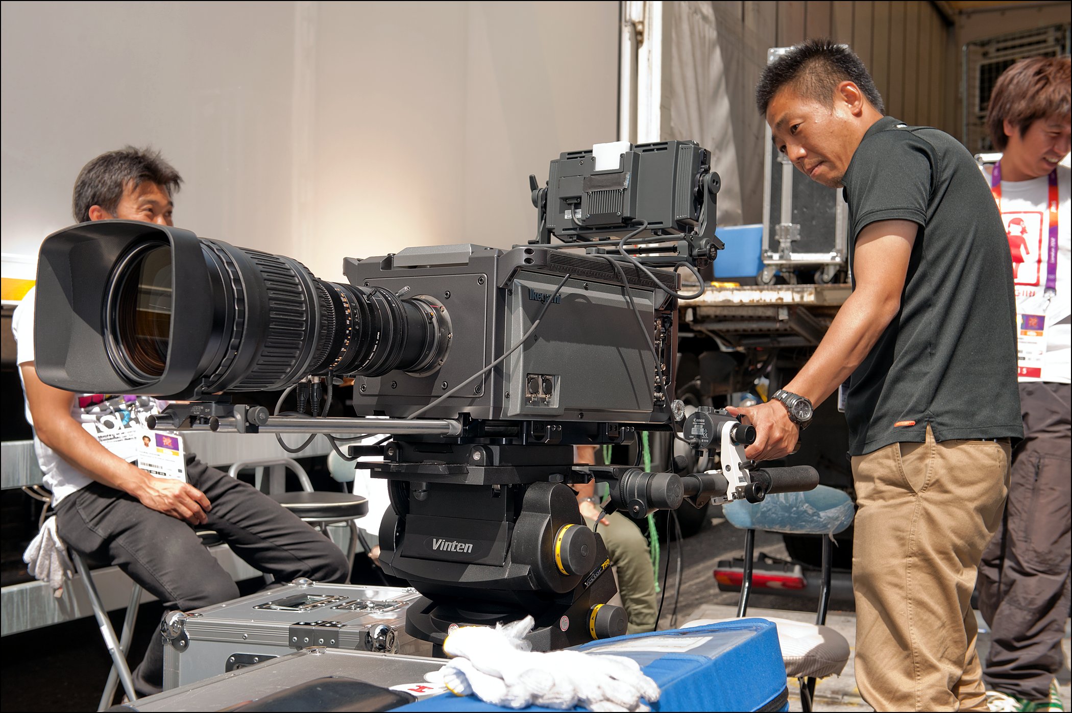 One of the only 3 SHV cameras in existence is prepared at BBC Television Centre for installation at the Olympic Village