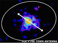 Emissões de rádio do sistema onde está a estrela HL Tau mostram o 'planeta' no alto à direita