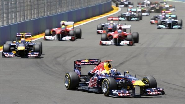 Sebastian Vettel leads the pack in Valencia