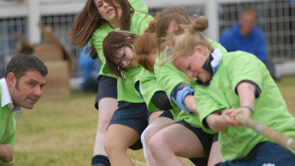Tug o' war requires a real team effort ... and plenty of strength and determination.
