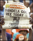mandela release newspaper headline