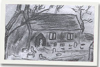 Darlun o Hen Eglwys Llanfrothen