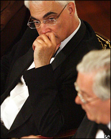 Alistair Darling and Mervyn King at Mansion House