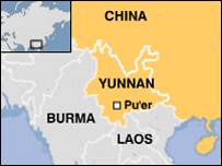 نقشه شهر پوئر در ایالت یوان چین