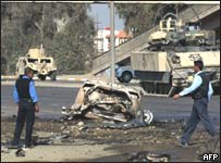 Local da explosão no sudoeste de Bagdá