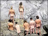 Naked photo shoot on the Aletsch glacier