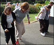 BBC Essex staff in 3-legged race