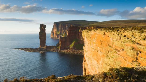 Old Man of Hoy rock stack in evening light