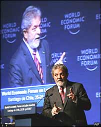 Lula, durante discurso no Chile