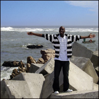 Clifford Tudinyane by the sea in Cape Town
