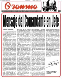 Reprodução da capa do Granma com mensagem de Fidel Castro