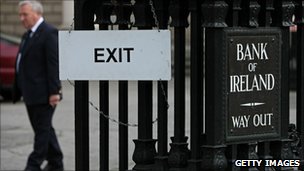 Bank of Ireland exit sign