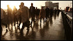 Commuters walking across London Bridge