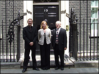 Tom, Angela Smith MP and Ray at No. 10