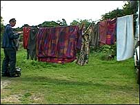 Simbar Rainmaker hanging out washing