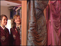 Teenagers with school formal dresses