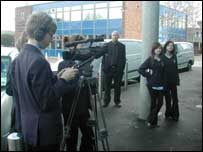 Pupils at Pershore High School filming
