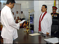 Champika Ranawaka swaering in as a cabinet minister